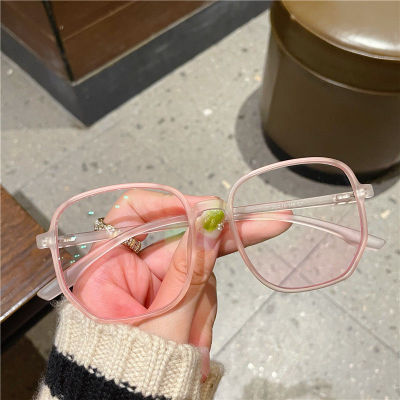 สไตล์เกาหลี Retro Blush แว่นตาสุภาพสตรีสีชมพูโปร่งใสใหม่กรอบขนาดใหญ่ UV Protection Women S Square Frosted แว่นตากันแดด