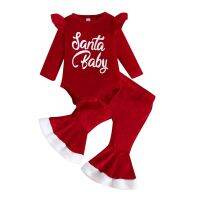 Christmas Newborn Infant Girls Long Sleeve Letter Prints Romper Long Pants Outfits Girls Clothes Size 8 Clothe Month