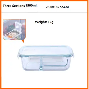 1050ml Toughened Glass Container Fresh Insulated Lunch Box Bento Quality  Food Container Leakproof Storage Box