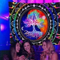 Mandala Tree Of Life Tapestry Of Purple Light,Fluorescent Tapestry,Bed And Sofa Tapestry Decorative Hanging Paintings,Living Room And Room Decorative Background Cloth,Tapestry Wall,Wall Cloth (ห้าขนาดให้เลือก)