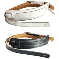 2x Leather and Metal Buckle Electric Guitar Strap Belt Shoulder Pad Adjustable Guitar Straps-White Color &amp; Black Color