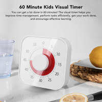 60mins Visual Timer Silent Countdow 60 นาที Kids Children Visual Timer สำหรับจับเวลาทำอาหารในครัว