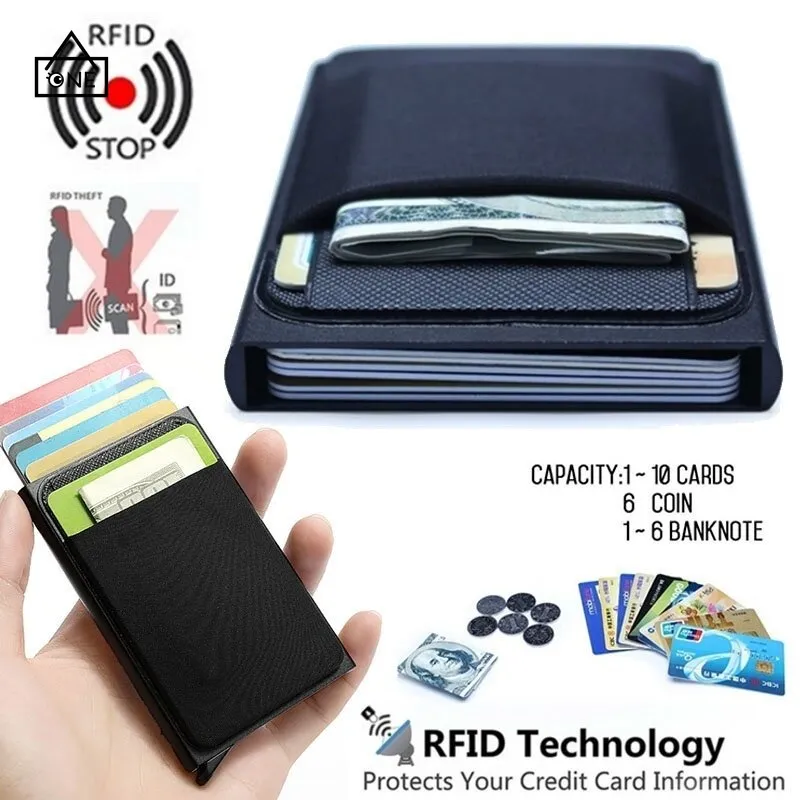 FELICE🔥 Ultra-Thin Aluminum Automatic Pop-Up Smart Wallet, Mini Rfid  Credit Card Bank Card Holder Metal Anti Demagnetization Rfid Pop-up  Business Card Holder