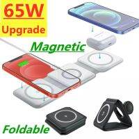 ZZOOI 65W 3 in 1 Magnetic Wireless Charger Pad for iPhone 14 13 12 11 Apple Watch 8 7 6 AirPods  Fast Wireless Charging Dock Station