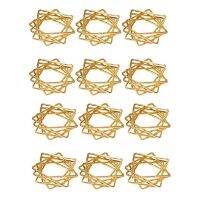 12Pcs Polygon Star Design Napkin Rings Metal Napkin Holders for Wedding Birthday Party Decorations Golden