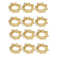 12Pcs Polygon Star Design Napkin Rings Metal Napkin Holders for Wedding Birthday Party Decorations Golden