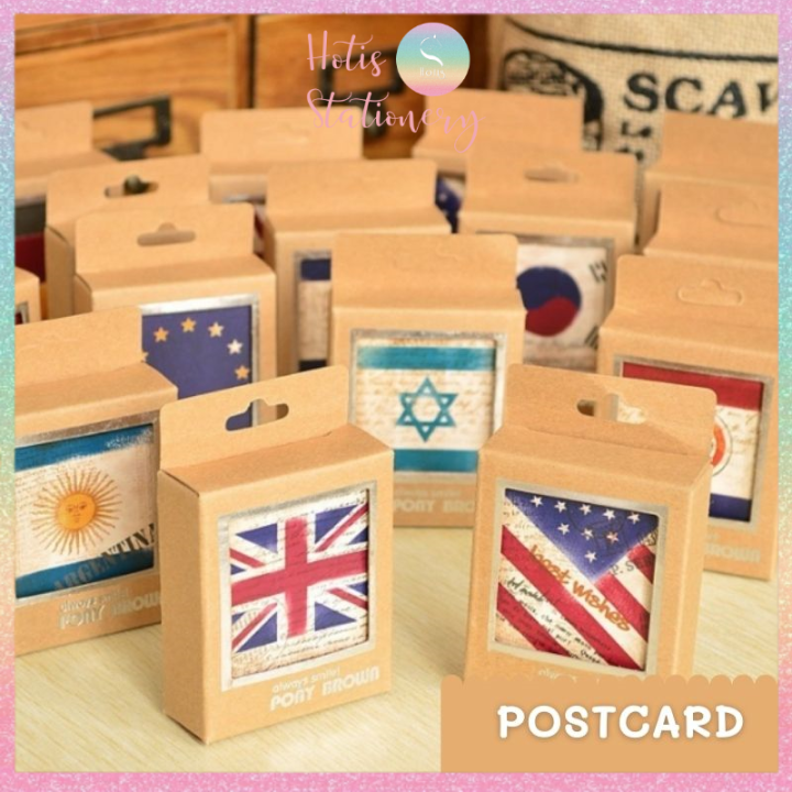 HOTIS] Postcard PONY BROWN bưu thiếp phong cảnh các quốc gia trên thế giới  - Hộp 40 tấm  