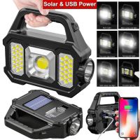 High Power Led Flashlights Rechargeable Camping Work Light Multi Functional Portable Light Solar Charging 6 Lighting Modes Rechargeable  Flashlights