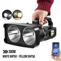 【การจัดส่งในประเทศไทย】ไฟฉายแรงสูง ไฟฉาย 2*XHP50 LED High Power Flashlight ฟฉายชาร์จได ไฟฉายเดินป่า ไฟฉายแรงสูง ไฟฉายพกพา 10 โหมดไฟฉายกลางแจ้ง USB ไฟฉายแบบชาร์จไฟได้กันน้ํา ประมง โคมไฟพร้อมไฟด้านข้าง