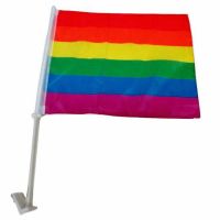 ZXZ Rainbow car Flag 50PCS 30*45cm rainbow Hand Flag American Lesbian Gay Pride LGBT Car Flags with plastic Stick R