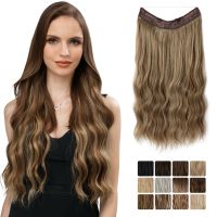 Synthetic Wave Invisible Clip in Hair Extensions Fish Line Ombre Natural Black Blonde Pink One Piece Hairpiece Fake Hair Piece Wig  Hair Extensions  P