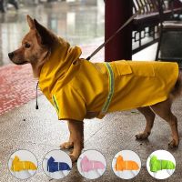 Dog Raincoat For Big Dogs Waterproof Hooded Dog Clothes Overalls Rain Cloak Labrador Reflective Outdoor Breathable Pet Coat Clothing Shoes Accessories