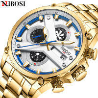 New Fashion Relógio NIBOSI Masculino nd Luxury Watches Mens Business Stainless Steel Chronograph Waterproof Quartz Mens Watch