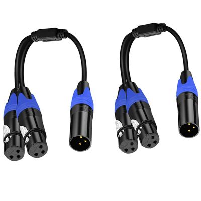 2 Pieces 1 Male to 2 Female XLR Cable Y Splitter Microphone Cable Y-Splitter Balanced