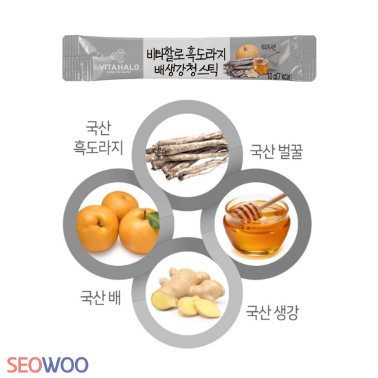 Hộp 100 gói nước ép gừng lê rễ cát cánh đen vitahalo korea - ảnh sản phẩm 2