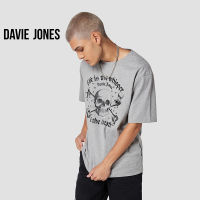 DAVIE JONES เสื้อยืดโอเวอร์ไซส์ พิมพ์ลาย สีเทา Graphic Print T-Shirt in grey WA0123TD