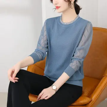 Womens Knitted Sweater Loose Lapel Collar Jumpers Korean Fashion Hollow Out  Tops