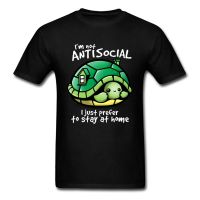 Fashionable Mens And Womens Green Turtle Print T-shirt Popular Leisure Street Wear Black Color Large 100% Cotton