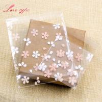 100PCS Cherry Blossoms Candy Cookie Plastic Bags Self-Adhesive For DIY Biscuits Snack Baking Package Decor Kids Gift Supplies