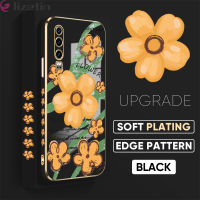 (ฟรีสายคล้อง) Jizetin นุ่ม P30เคสสำหรับหัวเหว่ย P30 Lite Huawei P30 Pro ดอกไม้สีส้มปลอกลวดลายขอบสี่เหลี่ยมชุบเคสโทรศัพท์เคสโทรศัพท์นิ่มหรูหรา