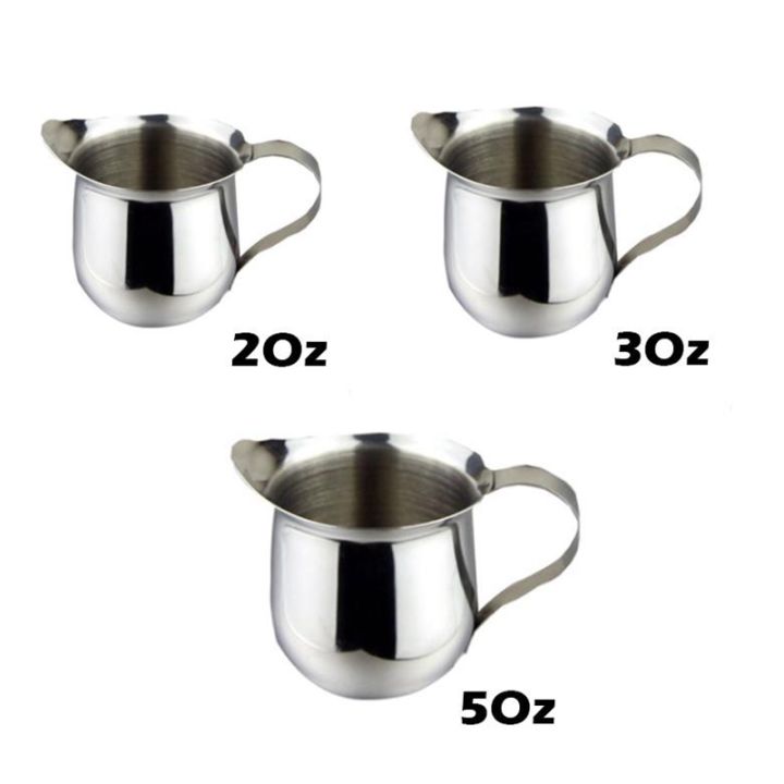 3-pack-stainless-steel-bell-creamer-espresso-shot-frothing-pitcher-cup-latte-art-espresso-measure-cup-2-3-5-oz