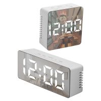 【YF】♞  Digital Display Desktop Thermometer Mirror Snooze Function USB   Battery 12H/24H Desk Table Alarm