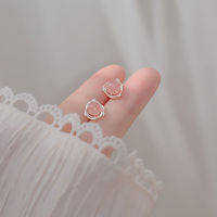 S925 Silver Strawberry Crystal Ear StudentsKorean Version Student Fashion Sen Style Girl Design Sense Simple and Compact Planet WBCA