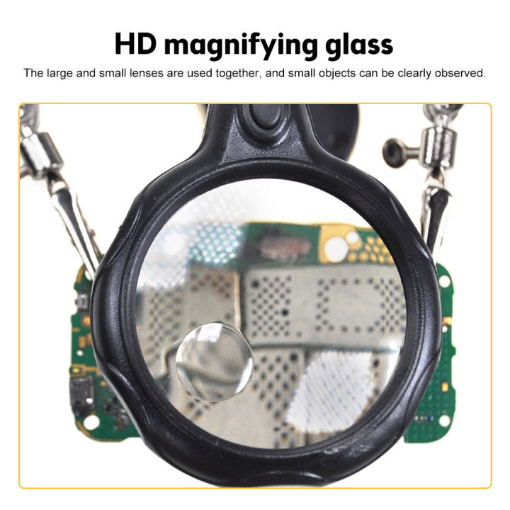 บัดกรีเหล็กสถานียืนเชื่อมแว่นขยาย-climp-clamp-ไฟ-led-สก์ท็อปแว่นขยายมือที่สามบัดกรีเครื่องมือซ่อมแซม