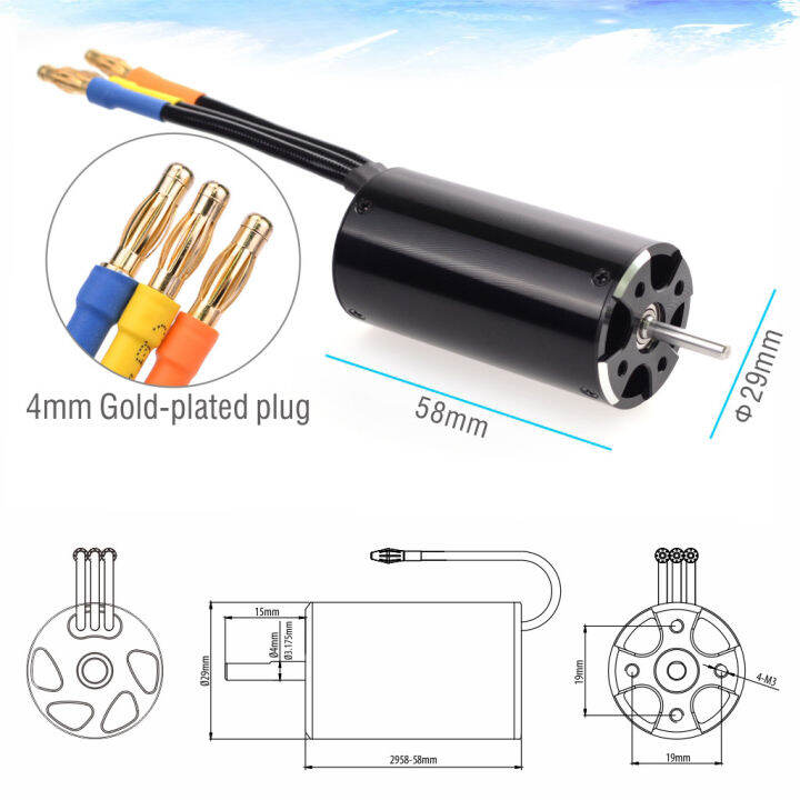 600-800มม-ชิ้นส่วนเรือrc-2948-2958-2968-3000kv-3450kv-3380kv-2800kv-brushlessมอเตอร์50a-70aกันน้ำescปลอกหุ้มระบบน้ำหล่อเย็นสำหรับtraxxas-feilun-ft011-ft012-600-800มม-รถเรือrc