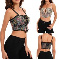 【LZ】✾❀  Bustier irregular sem renda sem mangas para mulheres oco top curto fino corte francesa estilo retrô espartilho elegante 1pc verão