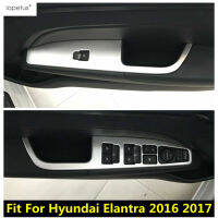 ที่เท้าแขนประตูหน้าต่างลิฟท์กระจกปุ่มควบคุมสวิทช์แผงแผ่นปิดสำหรับ Hyundai Elantra 2016 2017อุปกรณ์เสริมในรถยนต์ชุดตกแต่งภายใน