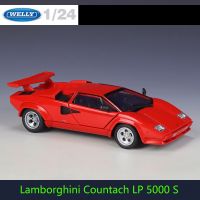 WELLY1:24สเกล Kontach Countach โมเดลรถเหล็กหล่อจำลองสีแดงซูเปอร์คาร์ของขวัญของเล่นแบบชุดสะสม