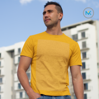 GILDAN รุ่น Premium Cotton เสื้อยืดสีเหลืองทอง คอตต้อน 100% (yellow/gold T-shirt) แบรนด์นำเข้าจากอเมริกา