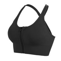 CHRLEISURE Zipper Sports Top Cross U-Shape Seamless Gym Underwear Hollow Out Shockproof Gather Yoga Bra