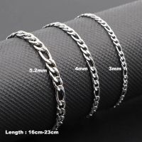 3-5mm Width Waterproof Stainless Steel New Punk Figaro Link Chain Basic Women Bracelet For Men Hip Hop Bangle Jewelry Gifts