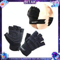 Bitak 1 คู่ Half Finger Weightlifting Gym ถุงมือ Wrist Support Wrap Straps Friction Resistance Cycling Gloves Sports Fitness