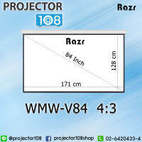 Razr Wall Projection Screen WMW-V84 (84 Inch Diag 4:3) จอแขวนมือดึง 84" (128x171cm) ประกันสินค้า 1 ปี