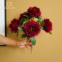 hot【cw】 WQNJIN 5 Big Heads Artificial Flowers Bouquet Fake for Bride Wedding Decoration Marriage