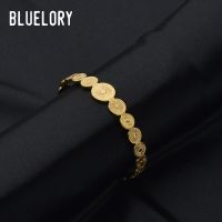 Bluelory กำไลข้อมือวินเทจ,ผู้หญิงข้อมือกำไลข้อมือรูปดวงอาทิตย์14K เหล็กสแตนเลสกลมโลหะอินเทรนด์ของขวัญวันเกิด