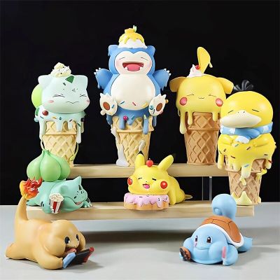 ZZOOI Pokemon Snorlax Ice Cream Succession Figures Sleep Starry Dream Series Psyduck Snorlax Action Figure Dolls For Fans Kids Gift