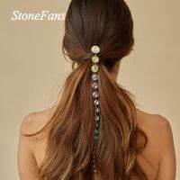 【YF】 Stonefans Fashion Colored Braid Hair Comb Chain Accessory for Women Wedding Rhinestone Pins Long Headband Wholesale Jewelry