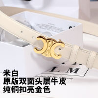 Top Layer Cowhide Womens Belt Genuine Leather Belt Shiny Gold Pure Copper Buckle