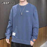 JEEP SPIRIT เสื้อกั๊กผู้ชาย,ใหม่เสื้อยืดแขนยาวผู้ชายนิยมเสื้อยืดสวมหัวคอกลมลำลองโจ๊กเกอร์