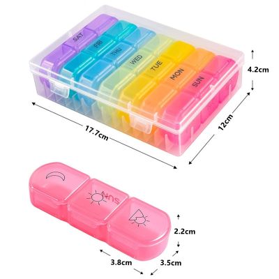 【YF】﹊▽♦  Weekly Tablet Storage Pill 7-day Aliquots 3 A Day 21-compartment Large Capacity