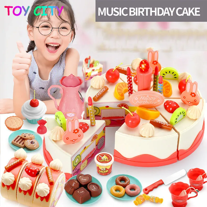 UR Children Kids Kitchen Toys DIY Cutting Birthday Cake Pretend Play Food  Toys