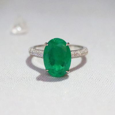 Oval Cut big 10*14mm Lab emerald Paraiba Tourmaline Pariba Gemstones Diamond Finger Rings with stone Ring Jewelry  Trend