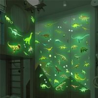 ZZOOI Luminous Dinosaur Wall Stickers For Kids Room Boys Bedroom Fluorescent Wall Decal Glow in the Dark Jungle Animals Wall Sticker