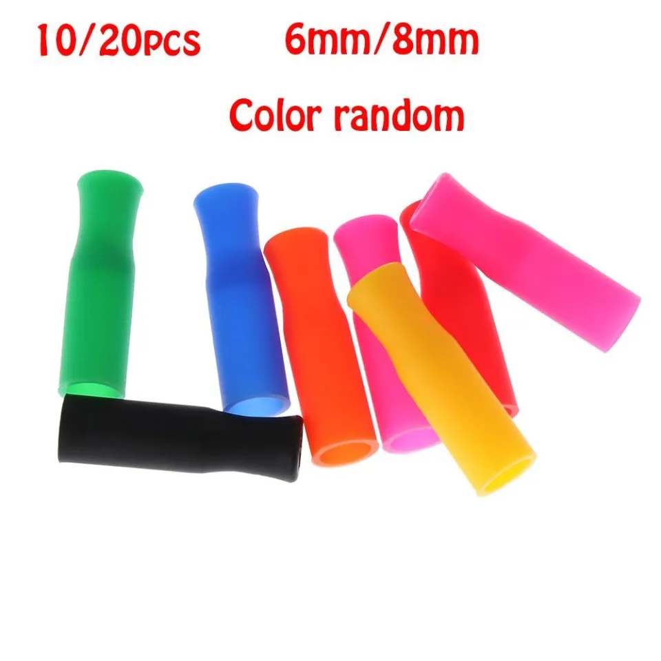 5Pcs/set Random Color Silicone Straw Tips Cover, 8mm Reusable