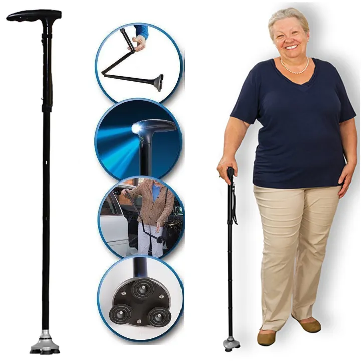 100 Original Trusty Foldable Cane with Builtin Light Walking Cane