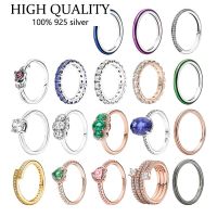 {BUSA Fashion Accessories} 2021 New Fit Original Real 925 Sterling Silver Authentic Pan Ring For Women Princess Crystal Couple Diy Fashion Wedding Jewelry